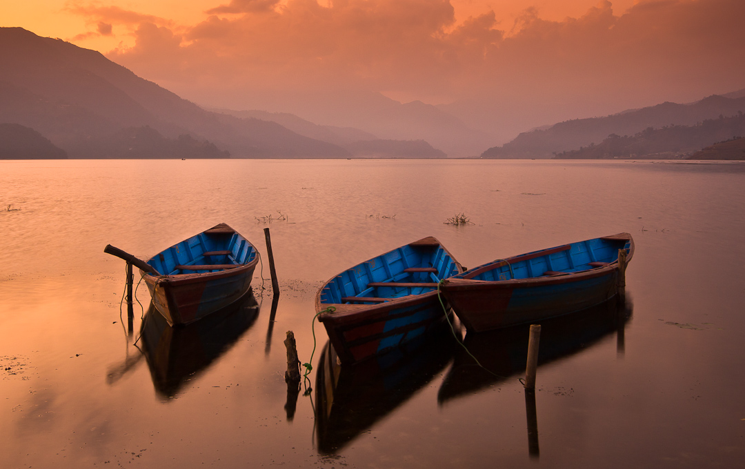 rowboats on Pokhara lake