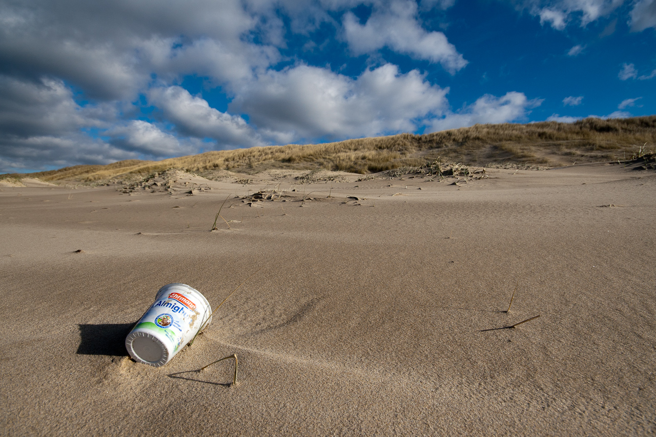 Garbage waste on pristine beach